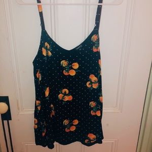 Torrid Sophie black challis cami with orange print